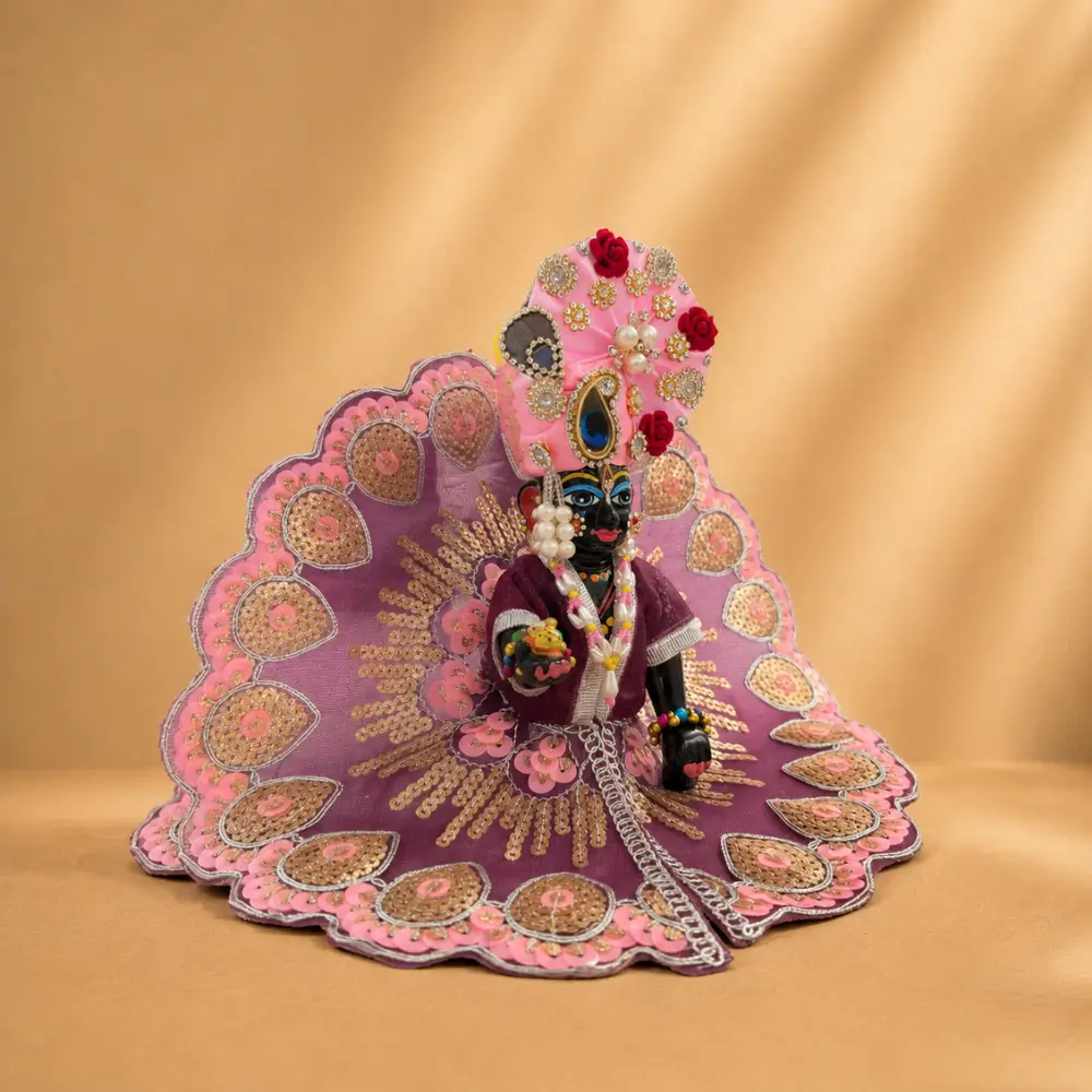 purple pink laddu gopal designer poshak