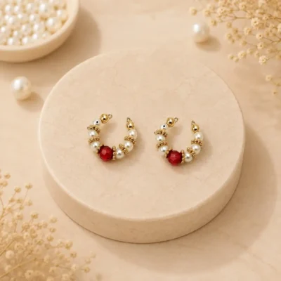 laddu gopal pearl ruby earrings