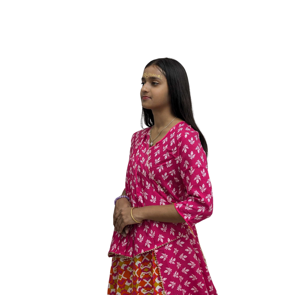 Pink & Orange Color Gopi Dress
