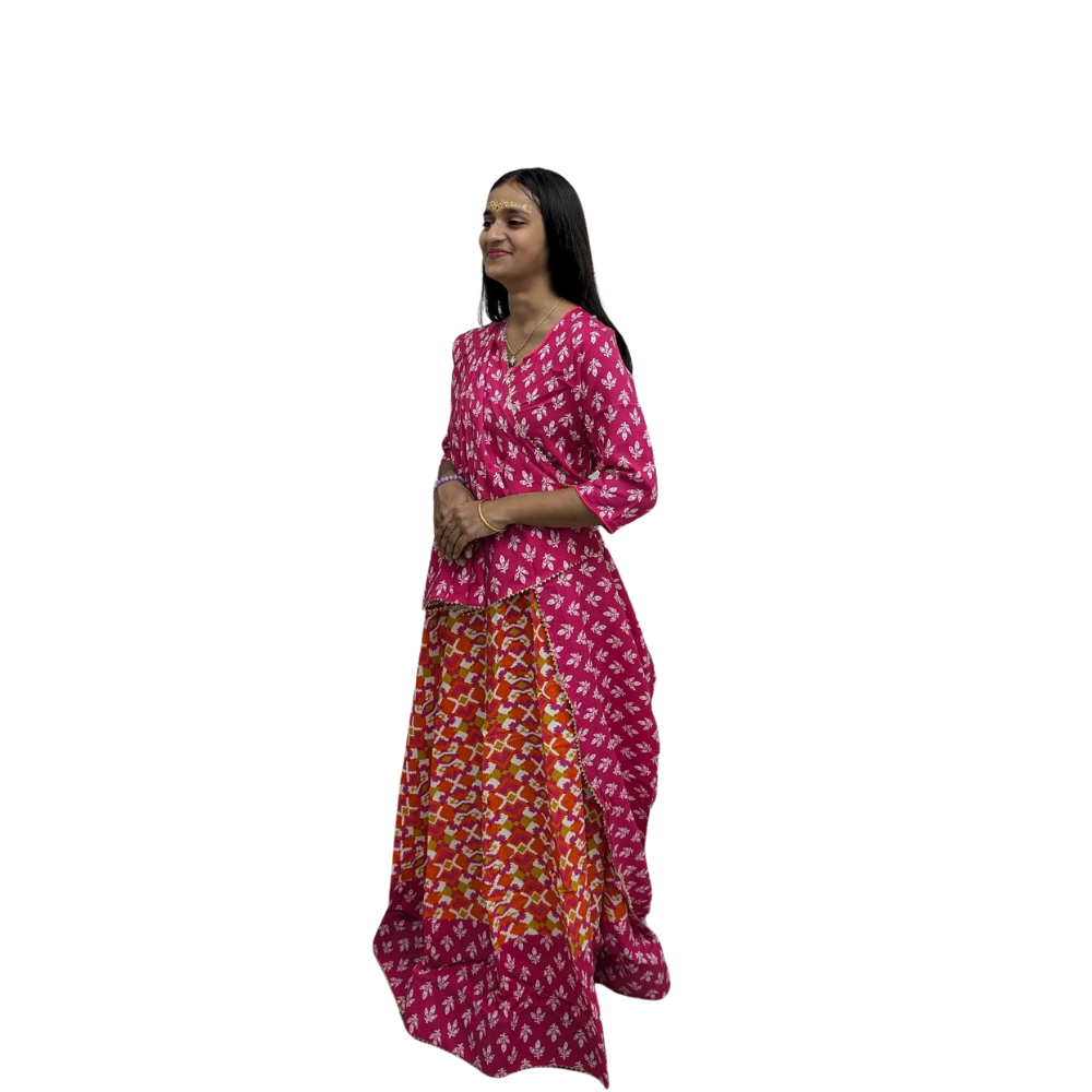 Pink & Orange Color Gopi Dress