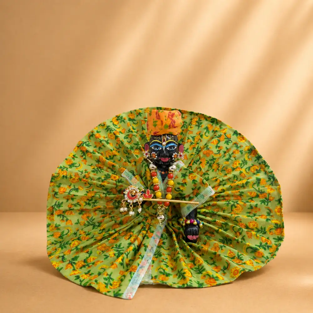 Green Summer Cotton Laddu Gopal Dress