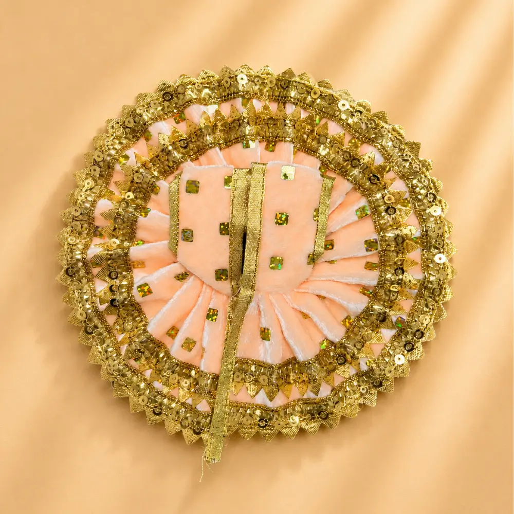 designer peach laddu gopal dress