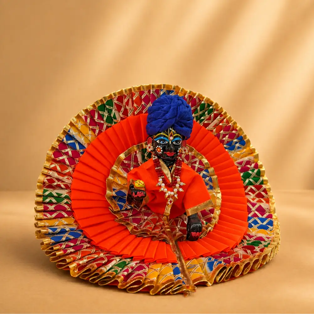 designer orange laddu gopal dress