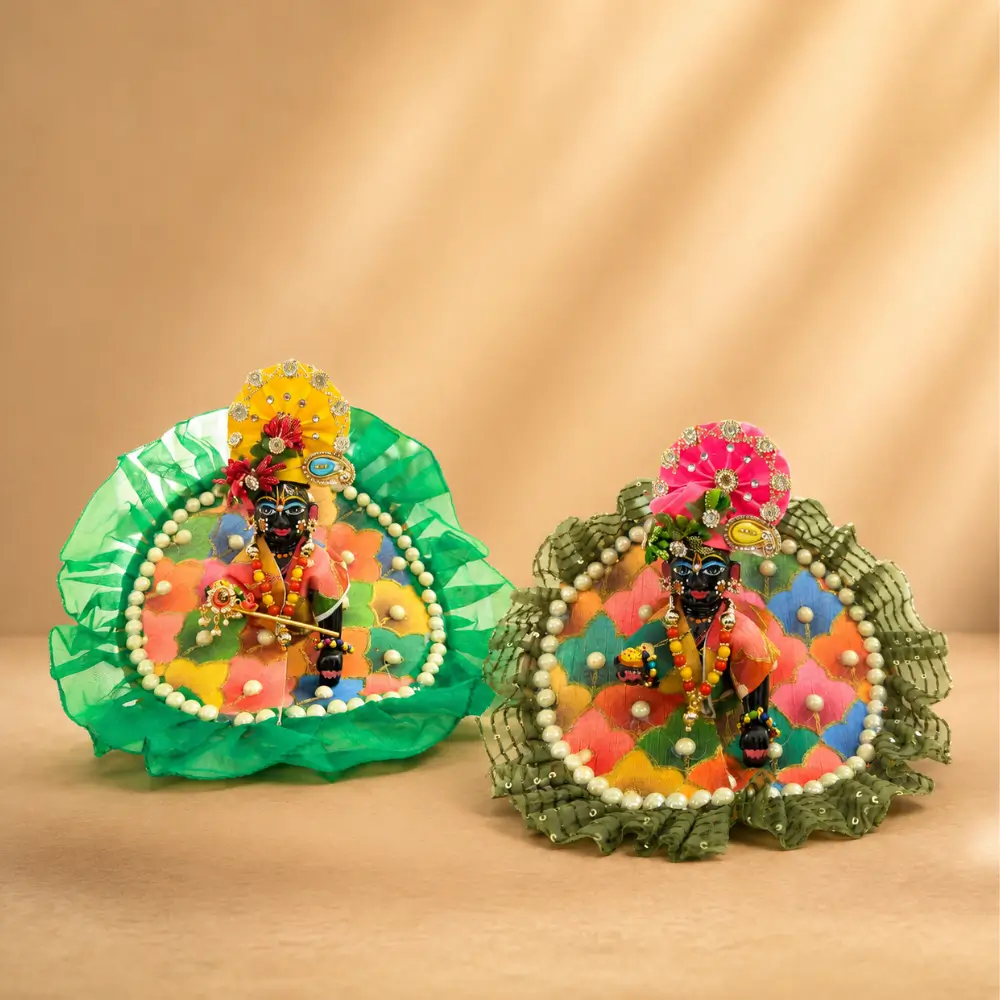 Multicolor Laddu Gopal Designer Dress with Pearl Border