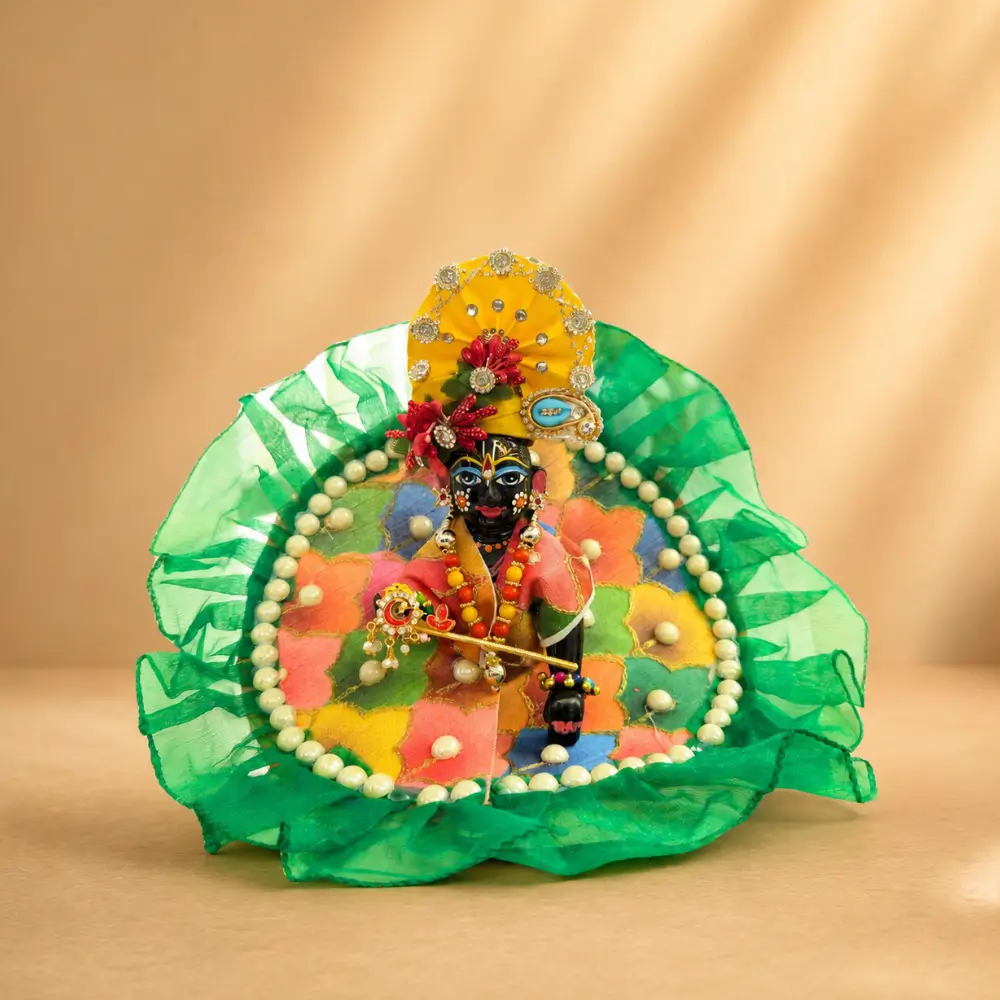 green multicolor laddu gopal designer dress
