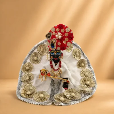 white silver laddu gopal designer dress