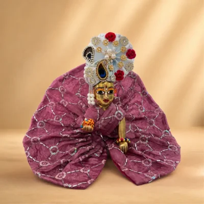 bandhani style dusty purple laddu gopal dress
