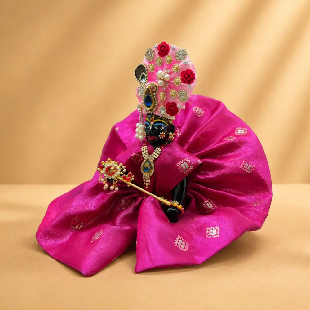 bandhani hot pink laddu gopal dress