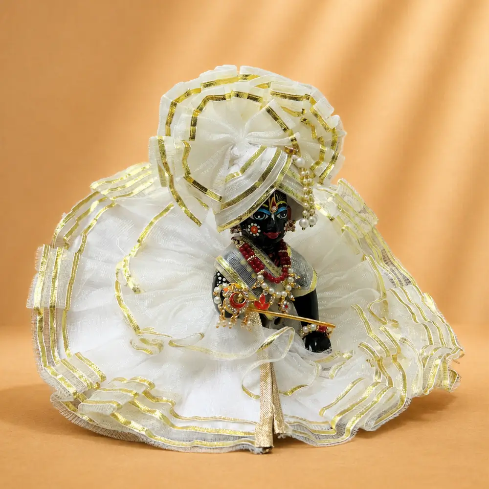 designer white laddu gopal dress