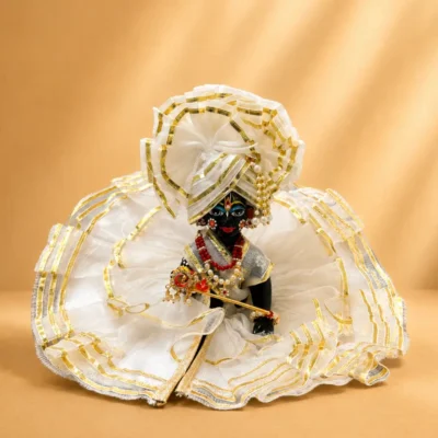 white gold laddu gopal poshak