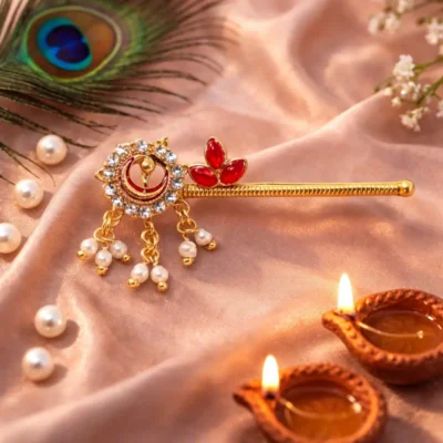 Mahashringar Krishna Tilak Bansuri for Laddu Gopal Kanha Ji Thakur Ji Pearl Designer Flute (Size 1–6)