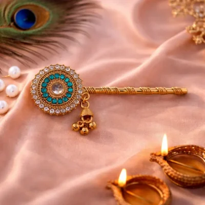 Mahashringar Royal Krishna Bansuri for Laddu Gopal Kanha Ji Thakur Ji Kundan Designer Flute size 1 6