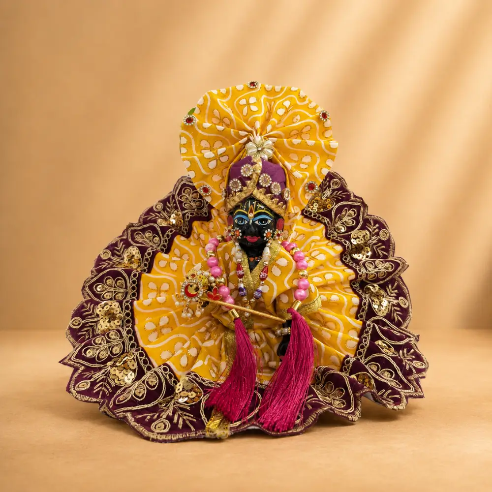yellow maroon laddu gopal designer dress