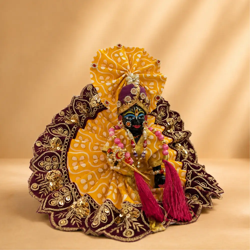 yellow maroon laddu gopal designer poshak
