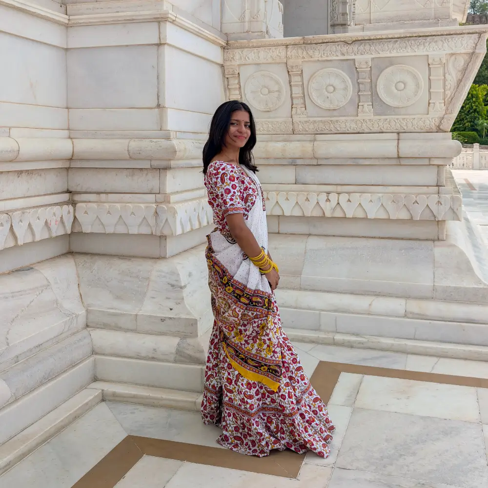 Cotton Gopi Dress Vrindavan for Women – Traditional Radha Outfit Side View