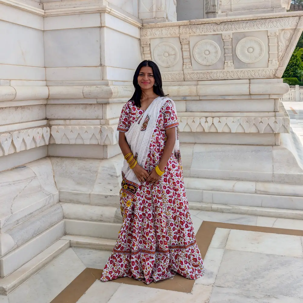 Traditional Cotton Gopi Dress for Women Radha Dress Front View