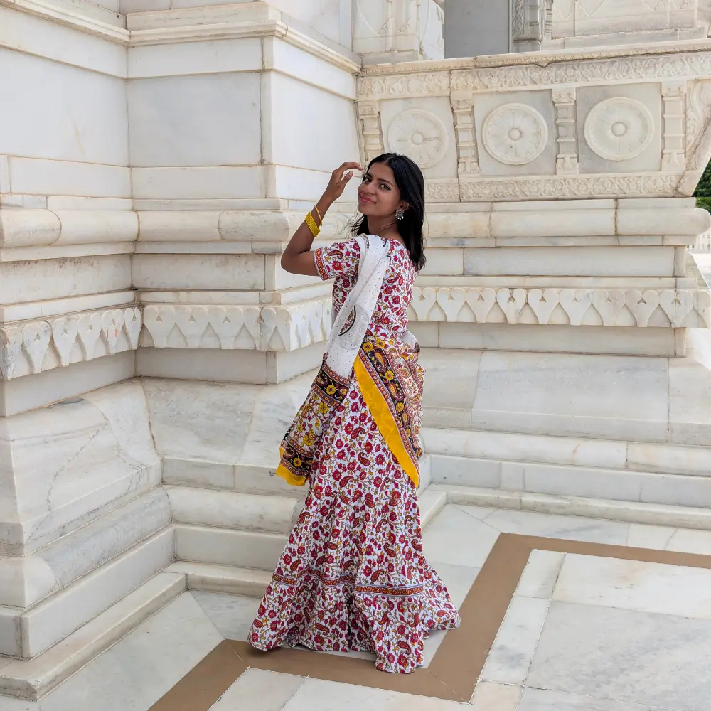 Cotton Gopi Lehenga with Radha Outfit for Women – Back View