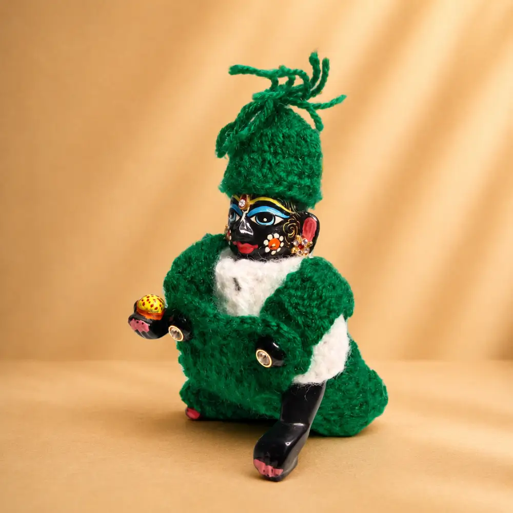 laddu gopal green winter dress