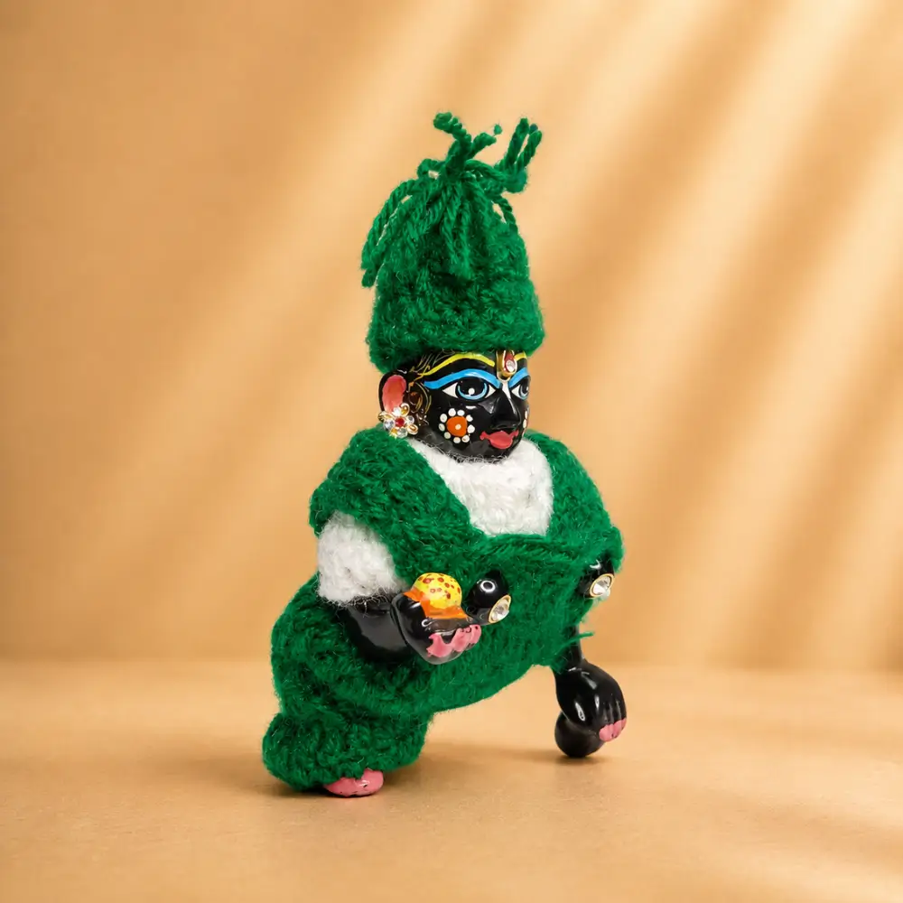 green laddu gopal woolen winter dress
