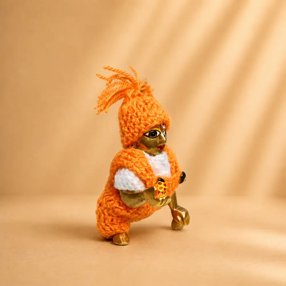 laddu gopal orange winter dress