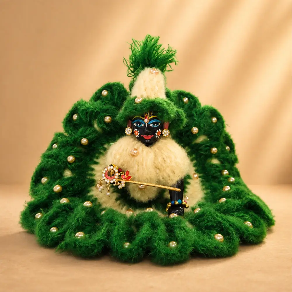 handmade green laddu gopal winter dress