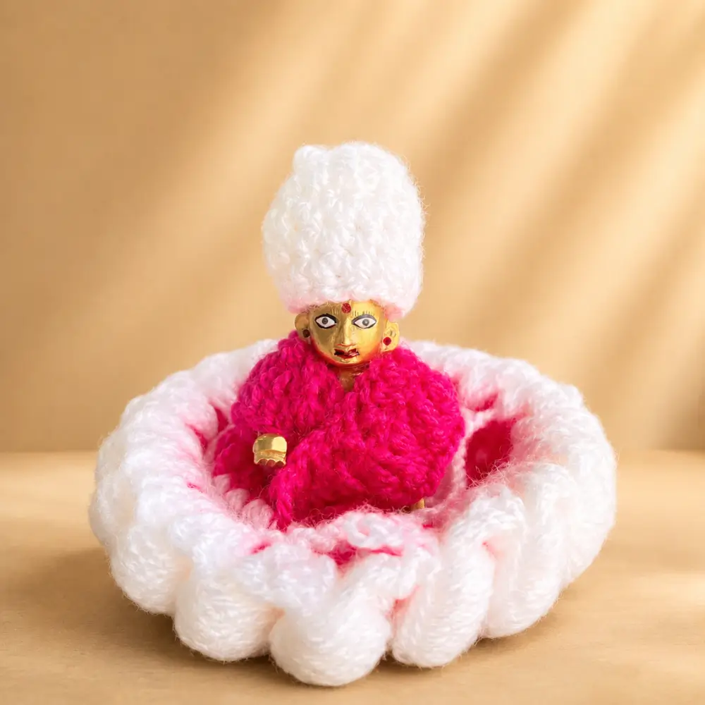 handmade pink laddu gopal winter dress