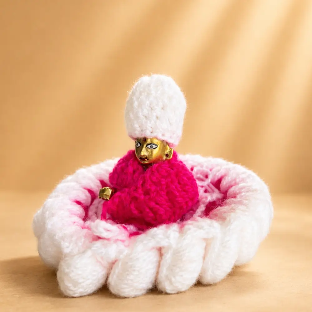 pink laddu gopal woolen winter dress