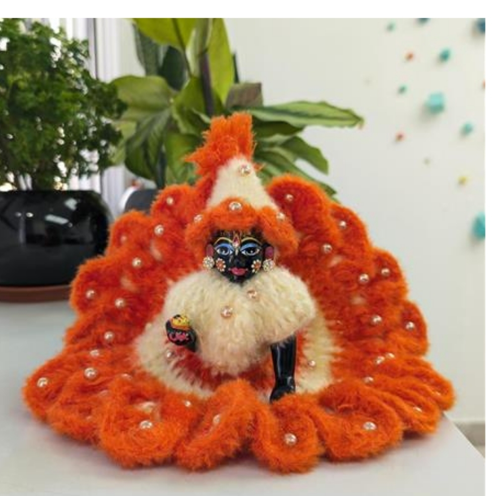 Soft Orange Woolen Poshak with Cap for Laddu Gopal