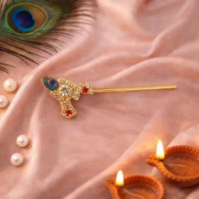 Mahashringar Krishna Bansuri for Laddu Gopal Kanha Ji Thakur Ji Simple Gold Flute (Size 0 1 2)