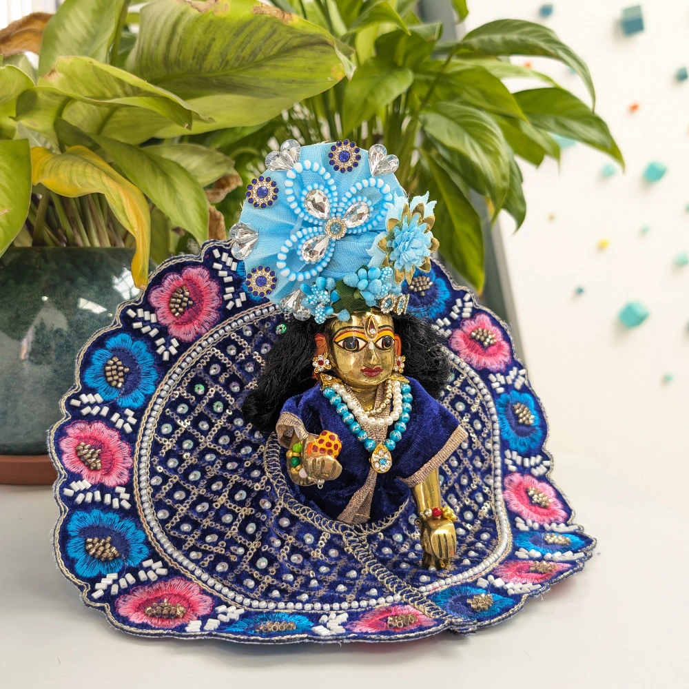 bal gopal krishna blue poshak heavy embroidery mukut stone work dress.webp