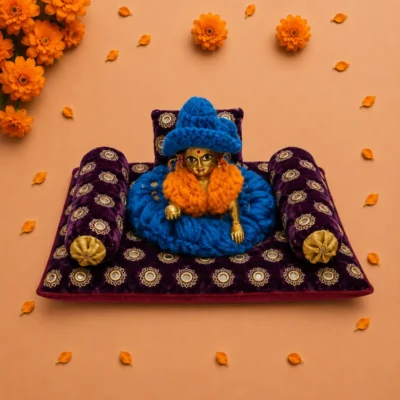 purple velvet laddu gopal aasan set pillow bolsters.webp