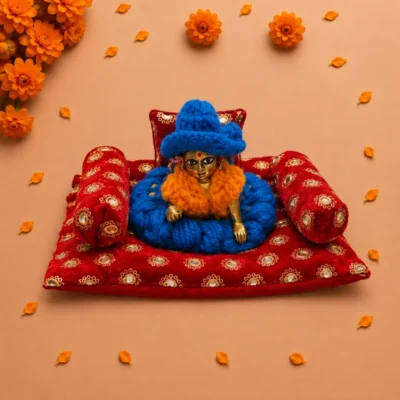 maroon velvet laddu gopal aasan set pillow bolsters.webp