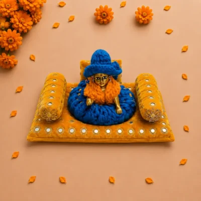 mustard yellow velvet laddu gopal aasan set pillow bolsters.webp