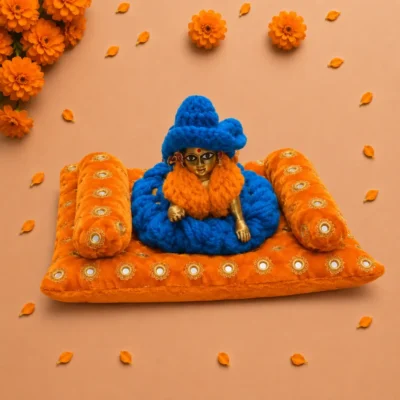 orange velvet laddu gopal aasan pillow bolster set.webp
