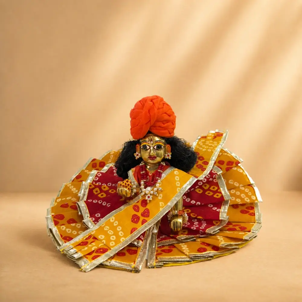 Traditional Bandhani Laddu Gopal Dress Red and yellow