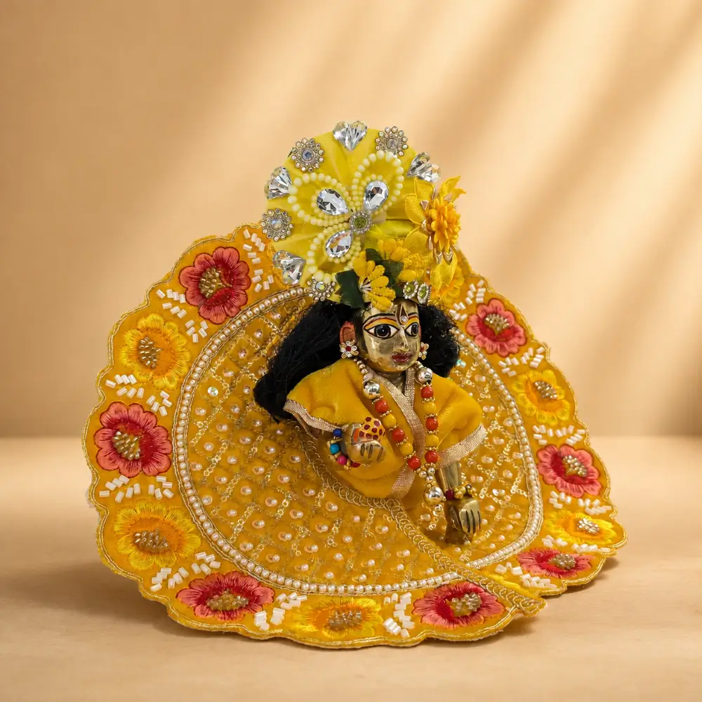 embroidered yellow kanha ji dress