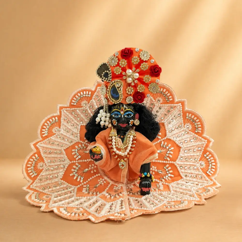peach designer laddu gopal dress