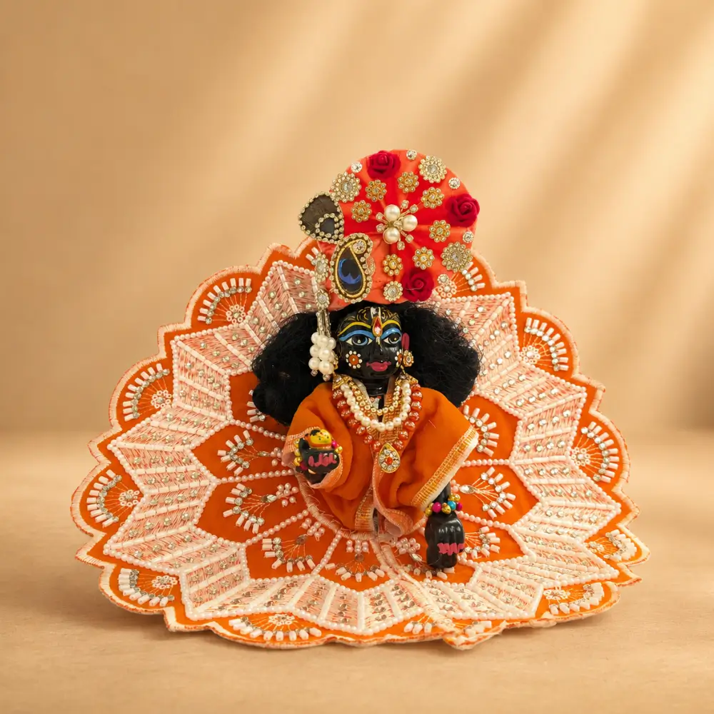 embroidered orange laddu gopal dress