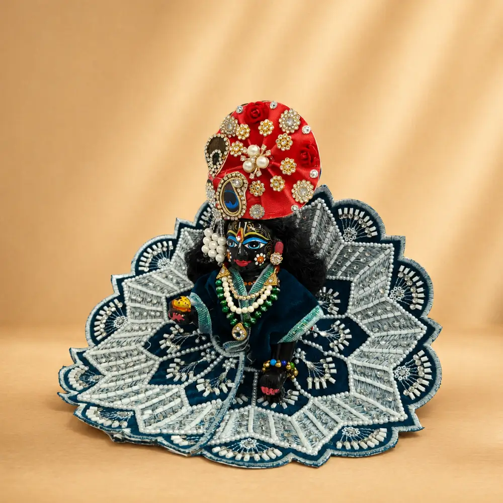 premium teal blue kanha ji poshak.