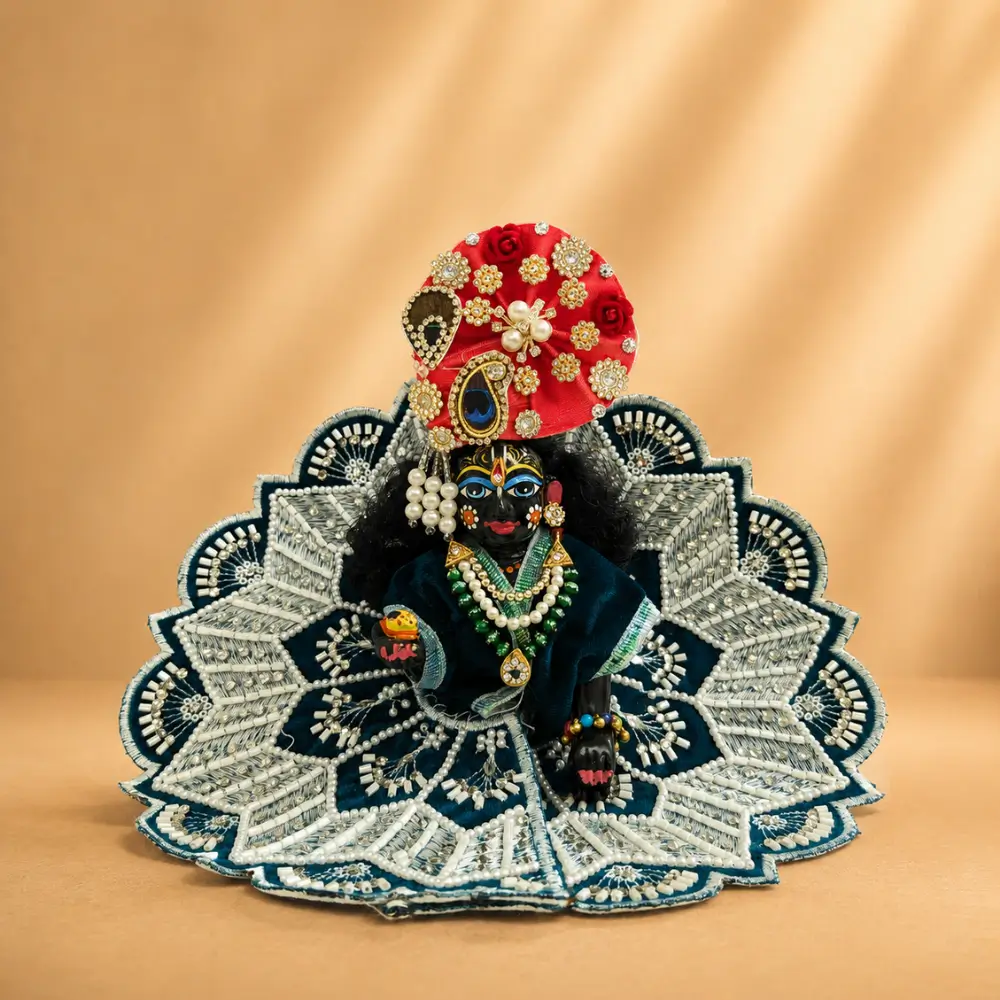 teal blue designer laddu gopal dress