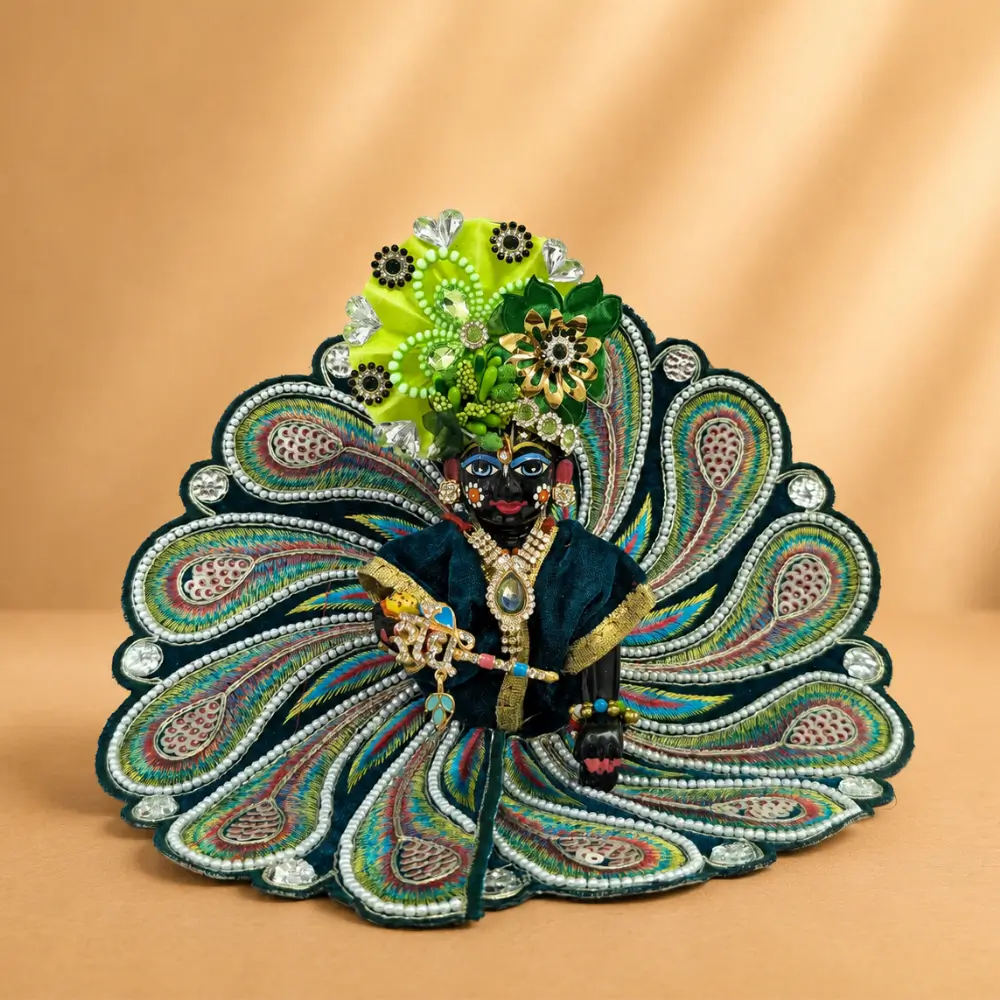 Bottle Green Peacock Embroidery Dress