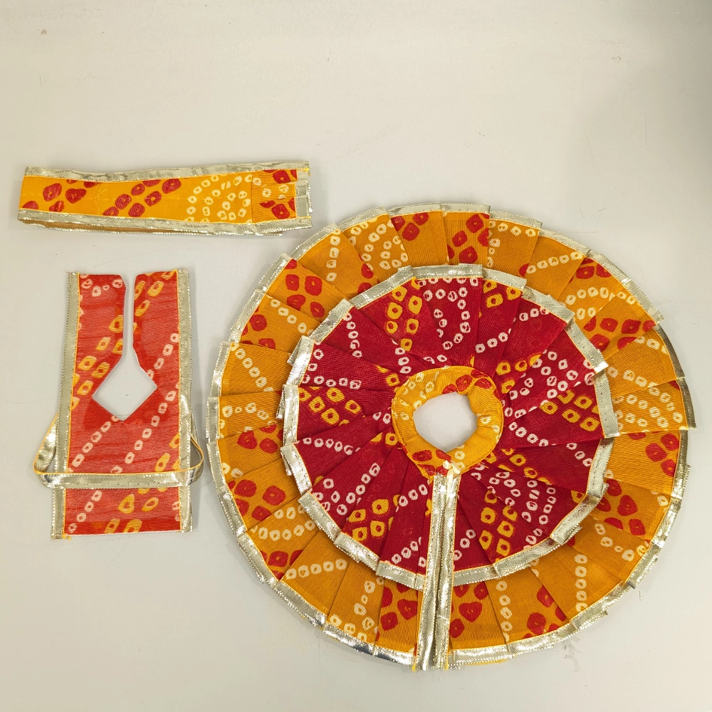 laddu gopal cotton summer poshak yellow bandhej set size 2 4 5