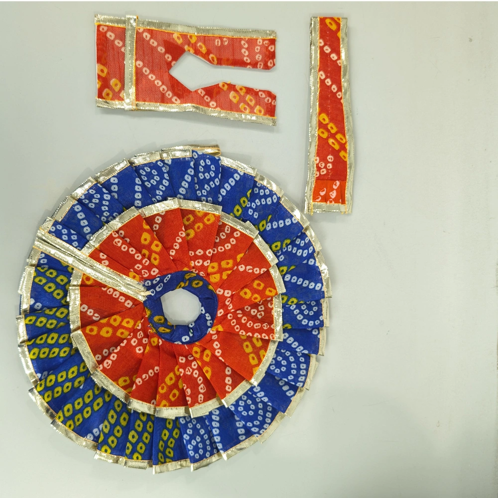 laddu gopal cotton summer poshak blue orange bandhej set size 2 4 5