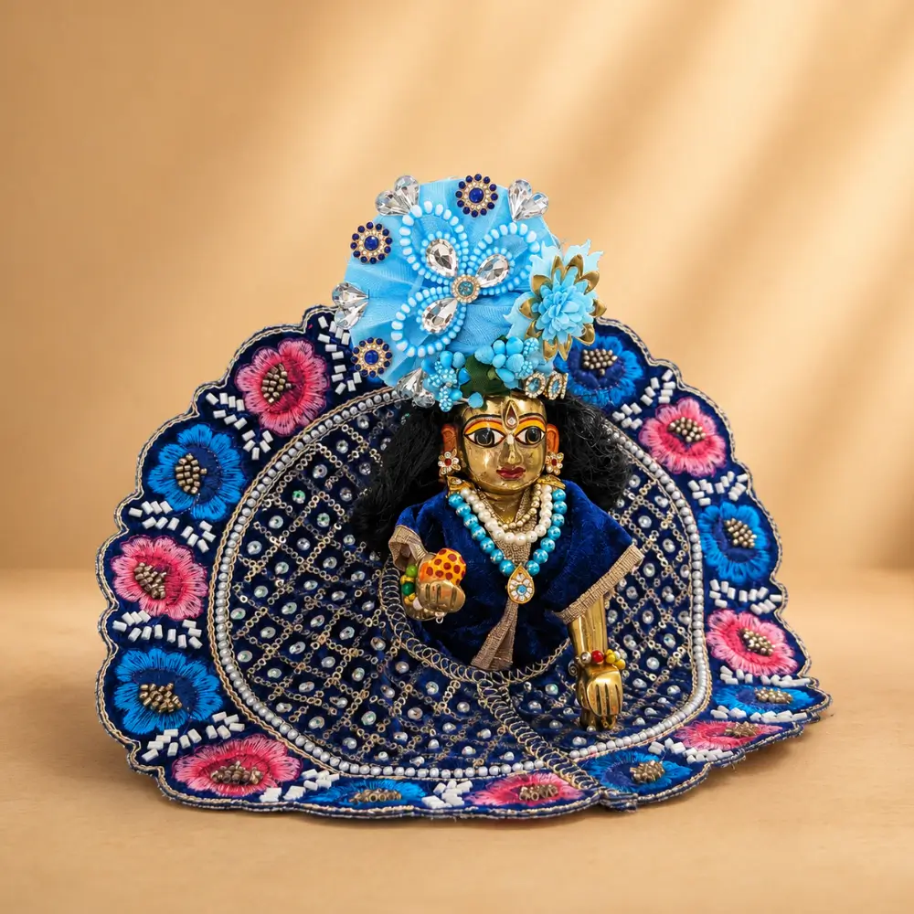 embroidery laddu gopal dress in blue