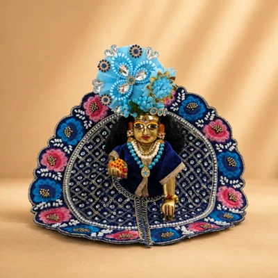 hand embroidery laddu gopal dress in blue