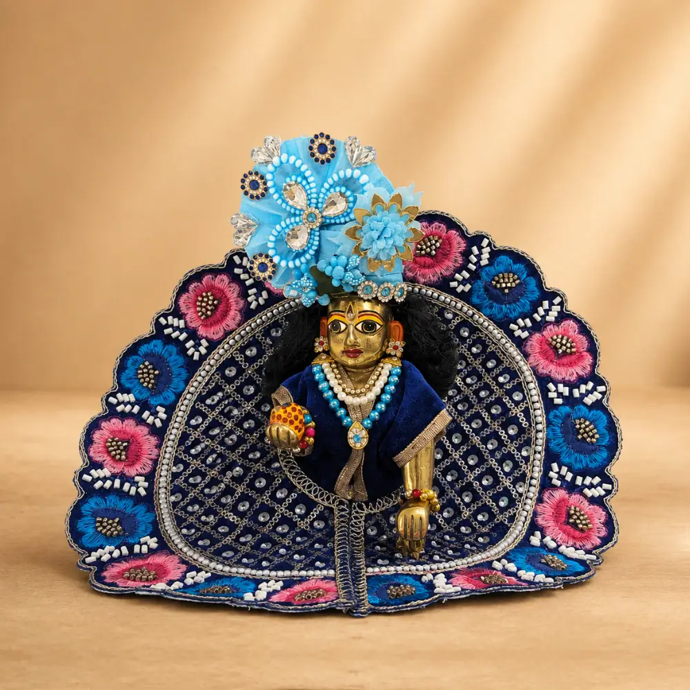 janmashtami laddu gopal hand embroidery dress in blue