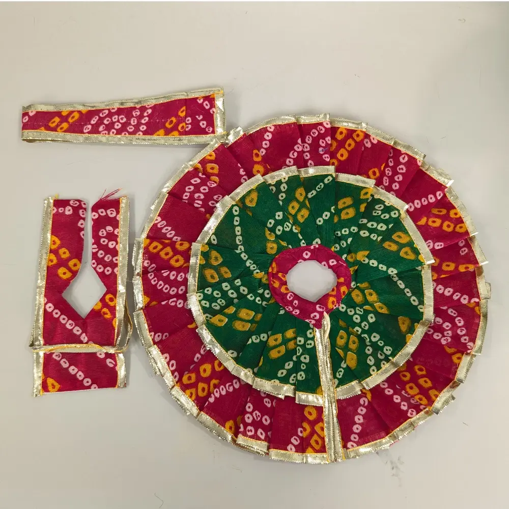 laddu gopal cotton summer poshak pink green bandhej set size 2 4 5