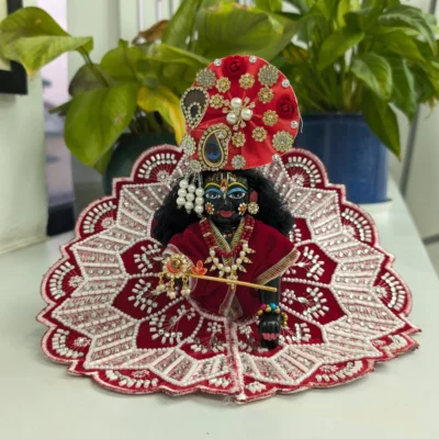 bal gopal maroon festival dress heavy stone work.webp