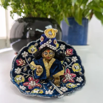 Size 0 Blue Velvet Laddu Gopal Heavy Sequin Work Poshak Mahashringar