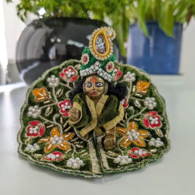 Size 0 Green Velvet Laddu Gopal Heavy Sequin Work Poshak Mahashringar
